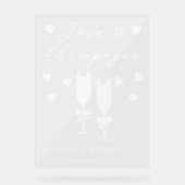 Love & Champagne Personalized Wedding アクリルサイン (正面)