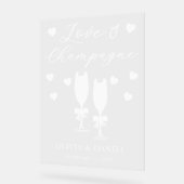 Love & Champagne Personalized Wedding アクリルサイン (傾斜)