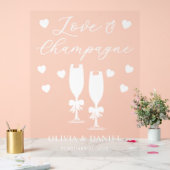 Love & Champagne Personalized Wedding アクリルサイン (ウェディング)