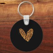 Love Cheetah Leopard Print Heart Valentines Day Gi キーホルダー (正面)