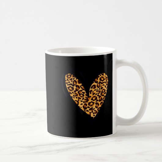 Love Cheetah Leopard Print Heart Valentines Day Gi コーヒーマグカップ (右)