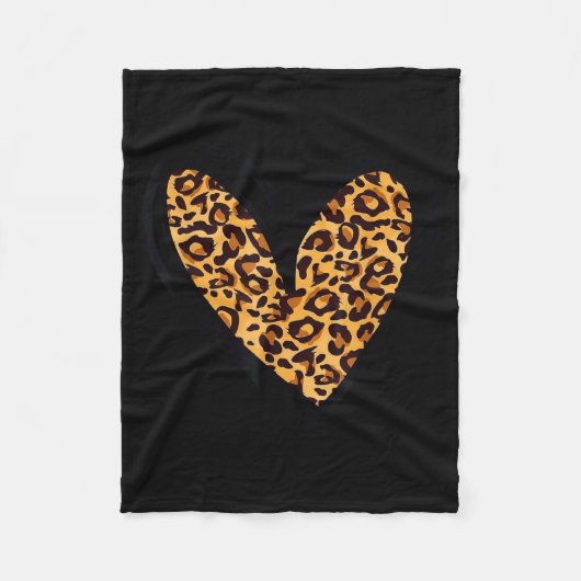 Love Cheetah Leopard Print Heart Valentines Day Gi フリースブランケット (正面)