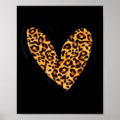 Love Cheetah Leopard Print Heart Valentines Day Gi ポスター (正面)