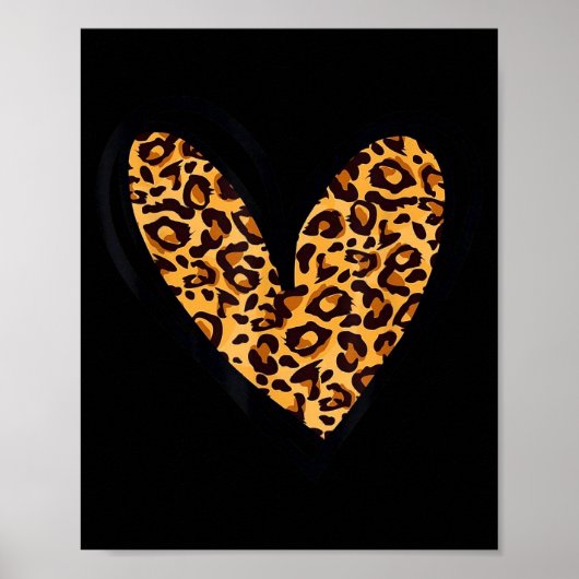 Love Cheetah Leopard Print Heart Valentines Day Gi ポスター (正面)