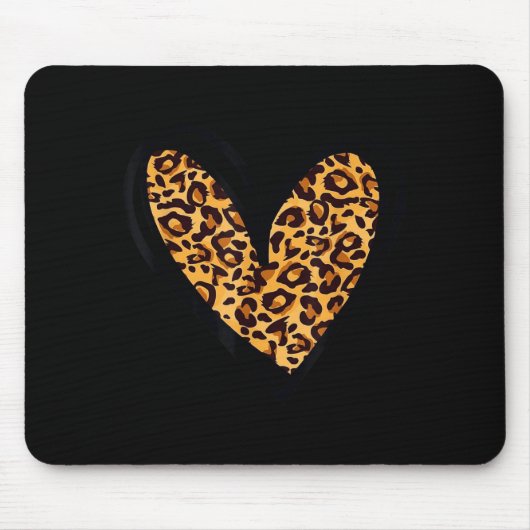Love Cheetah Leopard Print Heart Valentines Day Gi マウスパッド (正面)