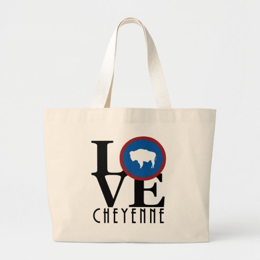 LOVE Cheyenne WY ラージトートバッグ (正面)