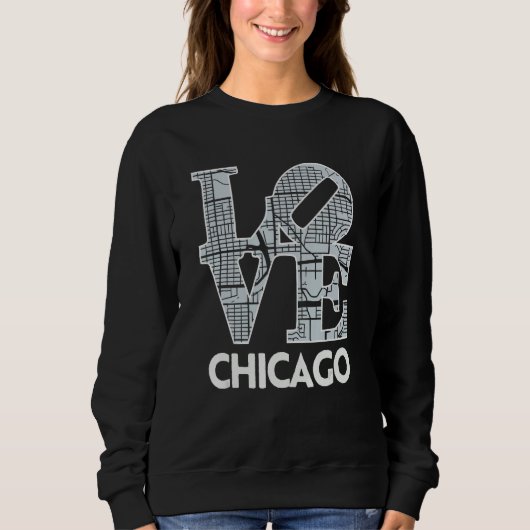 Love Chicago City Map South Side Chicago Baseball スウェットシャツ (正面)