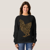 LOVE Chicken Leopard Print Vint スウェットシャツ (正面フル)