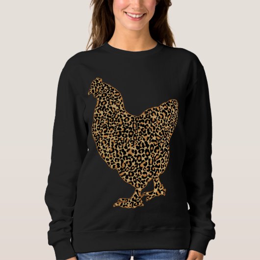LOVE Chicken Leopard Print Vint スウェットシャツ (正面)