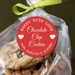 Love Choco 焼いた Cookieを使用赤と白する ラウンドシール