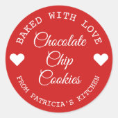 Love Choco 焼いた Cookieを使用赤と白する ラウンドシール (正面)