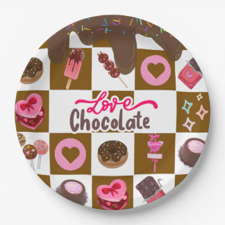 Love Chocolate" Sweet Treats Party Plates – Brown  ペーパープレート