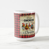 Love Christmas Chickens Buffalo Plaid Mug コーヒーマグカップ (正面右)