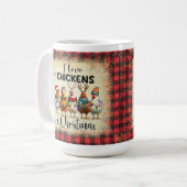 Love Christmas Chickens Buffalo Plaid Mug コーヒーマグカップ (正面左)