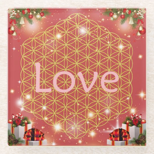 Love christmas gift ガラスコースター (正面)