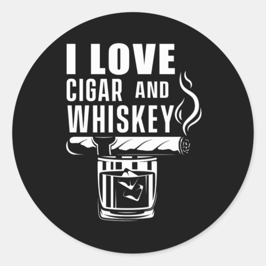 Love Cigar Whiskey Humidor Cigars Lover Gift ラウンドシール (正面)