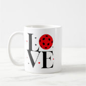 Love Ckleball Valentines Day Cute Red Heart  コーヒーマグカップ (左)