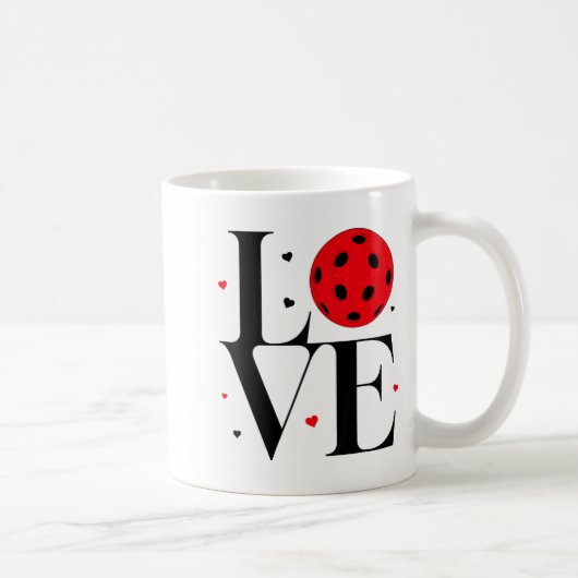 Love Ckleball Valentines Day Cute Red Heart  コーヒーマグカップ (右)