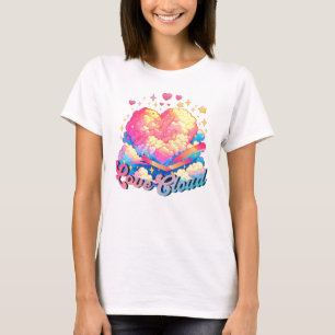 Love Cloud -お洒落ハートとクラウドデザイン Tシャツ
