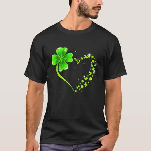 Love clover shamrock heart lucky charm irish St pa Tシャツ (正面)
