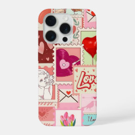 Love Collage Phone Case | Romantic Pink Aesthetic iPhone 15 Proケース