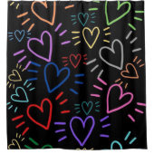 Love Colored Hearts シャワーカーテン (正面)