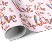 Love Colorful Valentines Day Love Wrapping Paper ラッピングペーパー (ロールコーナー)
