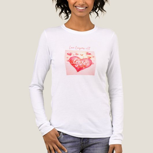 Love Conquers All – レディースロングスリーブ トライブレンドＴシャツ (正面)