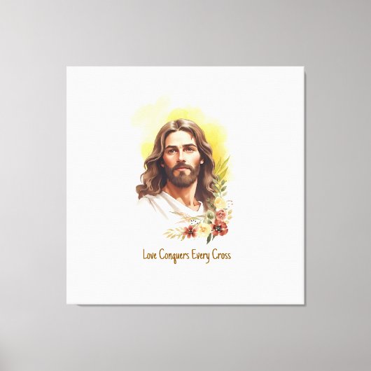 Love Conquers Every Cross- Jesus キャンバスプリント (正面)