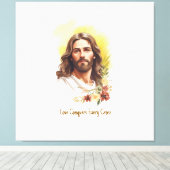 Love Conquers Every Cross- Jesus キャンバスプリント (インサイチュ (ウッドフロア))