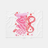 Love Coquette Bow Leopard Hearts Valentine Women G フリースブランケット (正面(横))