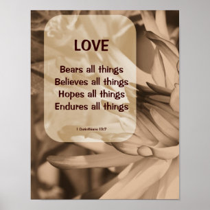 Love Corinthians 13:7 Inspirational Quote ポスター