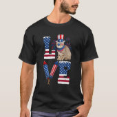 LOVE Costume American Flag Fireworks Scottish Fold Tシャツ (正面)
