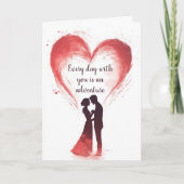 Love couple and Big Heart Valentines Day カード (正面)