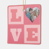 Love Couple Photo Pink Hearts Pattern Valentines セラミックオーナメント (左)