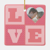 Love Couple Photo Pink Hearts Pattern Valentines セラミックオーナメント (裏面)