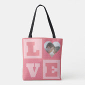 Love Couple Photo Pink Hearts Pattern Valentines トートバッグ (裏面)