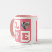 Love Couple Photo Pink Hearts Pattern Valentines マグカップ (正面左)