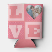 Love Couple Photo Pink Hearts Pattern Valentines   缶クーラー (正面)