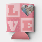 Love Couple Photo Pink Hearts Pattern Valentines   缶クーラー (裏面)