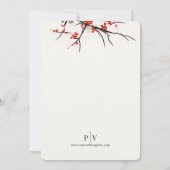 Love Cranes and Cherry Blossom Wedding Invitation 招待状 (裏面)