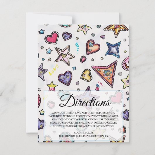 Love & Crystal Wedding Directions Insert Card 招待状 (正面)