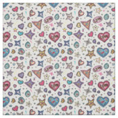 Love & Crystals | Crystal Hearts シームレス パターン ファブリック (見本)