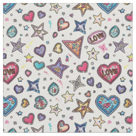Love & Crystals | Crystal Hearts Seamless Pattern  ファブリック