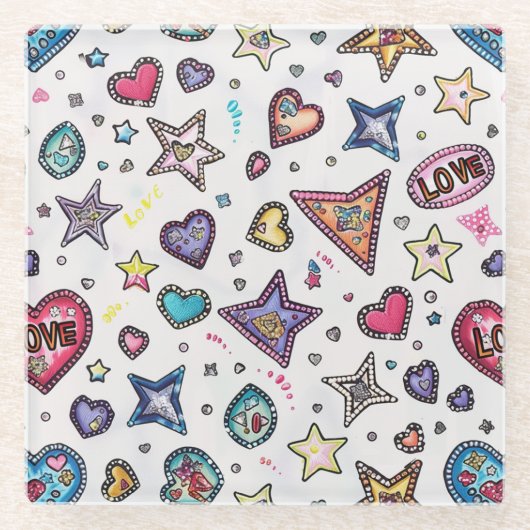 Love & Crystals | Photo  Coaster ガラスコースター (正面)