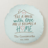 Love Customizable引っ越し祝いパーティー ラウンドクッション (正面)