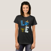 LOVE Cute Hanukkah Decorations Dreidel Menorah Cha Tシャツ (正面フル)