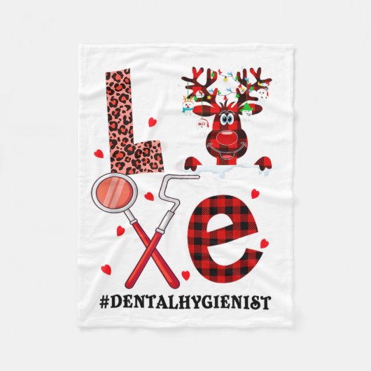 Love Dental Christmas Reindeer Dental Squad Xmas D フリースブランケット (正面)