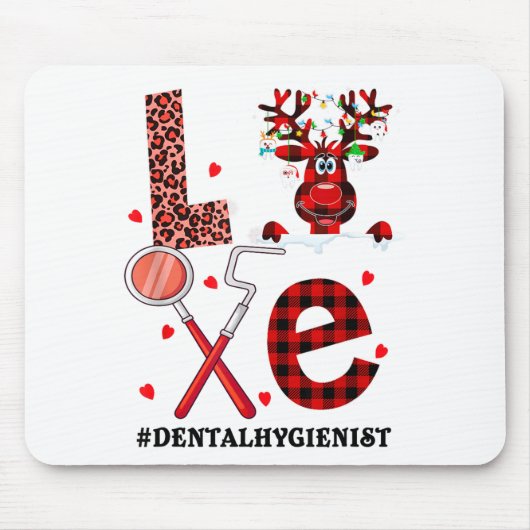 Love Dental Christmas Reindeer Dental Squad Xmas D マウスパッド (正面)