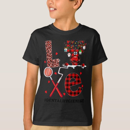 Love Dental Christmas Reindeer Dental Squad Xmas D Tシャツ (正面)